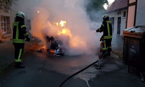 In Fallersleben brannte ein Müllcontainer. Fotos: Feuerwehr Fallersleben