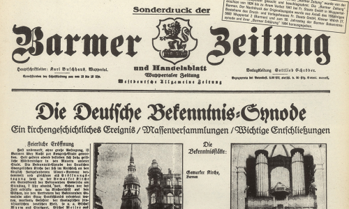 Vor 84 Jahren wurde auf einer freien „Reichssynode“ vom 29. bis 31. Mai 1934 in Wuppertal-Barmen ein Text verabschiedet, der bis heute in der EKD für wegweisend gehalten wird. Foto: Veranstalter