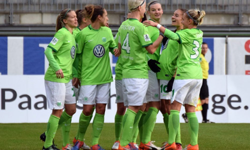 Finale in zwei Akten: Die Frauen des VfL Wolfsburg empfangen Olympique Lyon. Foto: Moritz Eden