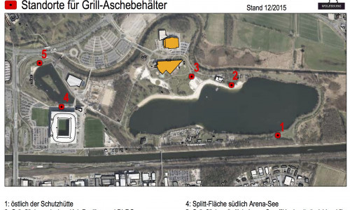 Das Grillen ist an fünf dafür ausgewiesenen Stellen im Allerpark erlaubt. Grafik: Stadt Wolfsburg