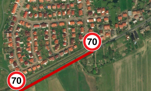 Gilt auf der Wettmarshagener Straße bis zum Ortseingang von Sülfeld bald Tempo 70? Karte: maps4news.com/©HERE