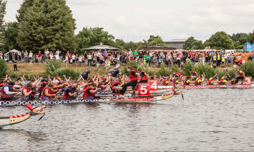 Bereits im letzten Jahr ruderten die Teilnehmer in ihren Drachenbooten um den Sieg. Foto: Rudolf Karliczek
