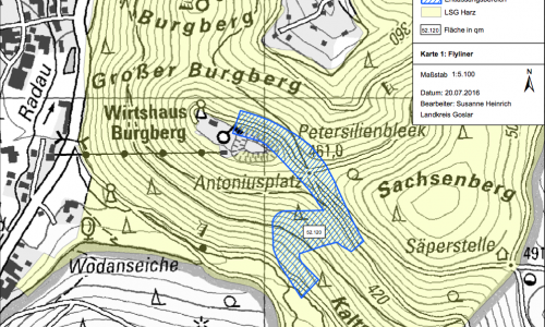 Im markierten Bereich ist der Bau einer  Baumschwebebahn geplant. Foto: Landkreis Goslar