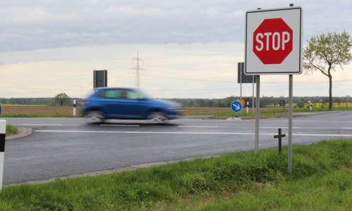 Ein Unfallschwerpunkt bildet die Kreuzung L312/K56 bei Lagesbüttel. Hier soll eine Sichtschutzhecke für mehr Sicherheit sorgen. Foto: Julian Bergmeier