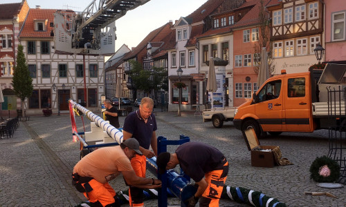 Mitarbeiter des städtischen Betriebshofes bauten dem vorzeitig ab.

Foto: Stadt Helmstedt.