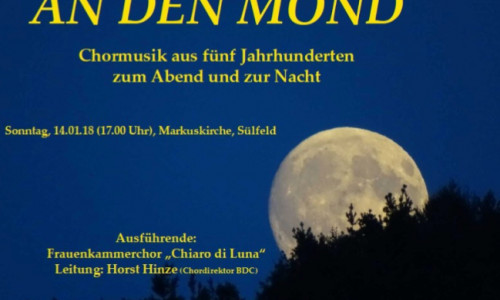 Ein Event im Geburtstagsjahr: Das Chorkonzert mit Stimmen des Frauenkammerchores „Chiaro di Luna“ mit dem Programm „An den Mond“. Bild: Markuskirche Wolfsburg-Sülfeld