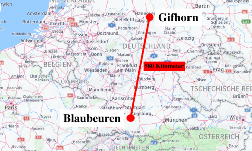 Zwischen Blaubeuren und Gifhorn liegen mit dem Auto rund 580 Kilometer. Foto: maps4news/Nick Wenkel