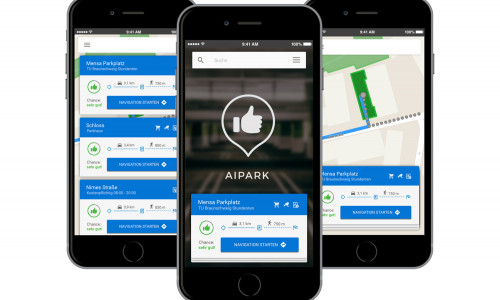 Die AIPARK-App auf dem Smartphone. Bild: Julian Glaab/AIPARK.