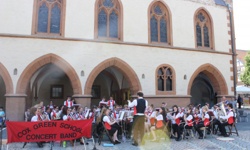 Zum Abschluss ihrer Goslar-Reise gab das Cox Green School Orchestra ein Konzert auf dem Markt. Foto: Anke Donner 