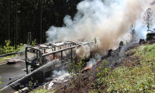 Der Bus brannte komplett aus. Foto: Feuerwehr Goslar