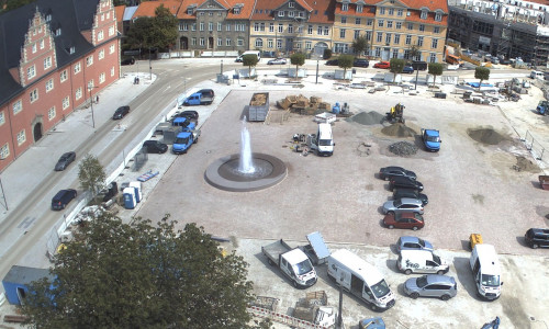 Der Brunnen auf dem Schlossplatz wurde schon einmal getestet. Foto: Stadt Wolfenbüttel
