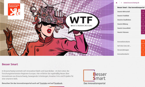 Das neue Online-Portal Besser Smart präsentiert den Innovationsstandort Braunschweig mit seiner Vielzahl an Projekten und Angeboten. Foto: Screenshot / Braunschweig Stadtmarketing GmbH