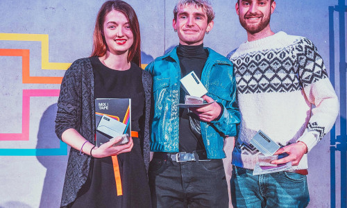 Die Gewinner der Kategorien Print, Interaktive Medien/Animation und Film/Video (v.l.n.r.): Carolin Baaske, Malte Grajewski und Soeren Pietsch. 