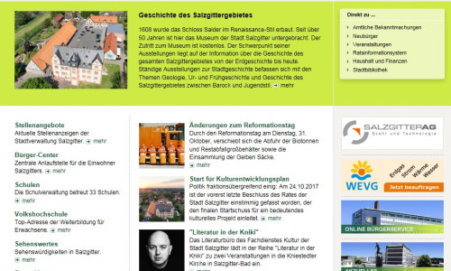 Die Internetseite der Stadt verzeichnete im vergangenen Jahr mehr als 14 Millionen Aufrufe. Screenshot/Bild: Stadt Salzgitter