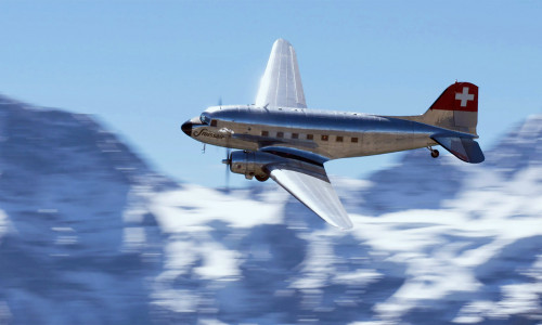 Diese DC-3 der Swissair ist baugleich mit dem "Rosinenbomber", der nach Braunschweig kommt. Foto: obs/ZDF/MotionRhythm Media/Jan Locher