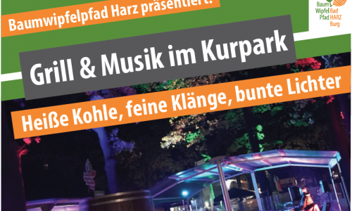 Am 6. Oktober 2018 ab 16 Uhr heißt es zum zweiten Mal „Grill & Musik im Kurpark“. Quelle: HarzVenture GmbH