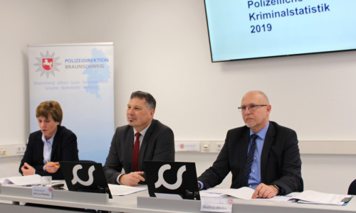 Andrea Haase, Michael Pientka und Mathias Müller präsentierten die Polizeiliche Kriminalitätsstatistik für das Jahr 2019.