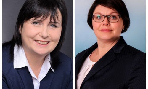 Die jeweiligen Pflegedirektorinnen Ines Mohr (Kliniken Schildautal, links) und Kerstin Schmidt (Harzkliniken).