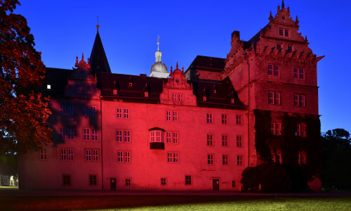 Im Rahmen der "Earth Hour" geht auch am Schloss in Wolfsburg das Licht aus.
