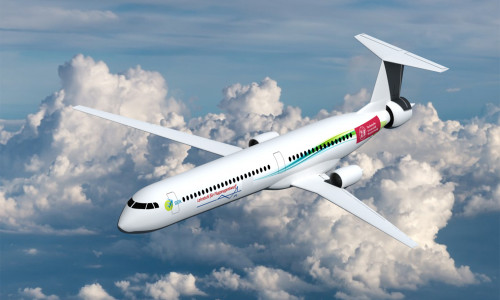 Mittelklasse-Passagierflugzeug mit neuartigen Flugwerk- und Energienetztechnologien, entwickelt im Exzellenzcluster Sustainable and Energy Efficient Aviation (SE2A). 