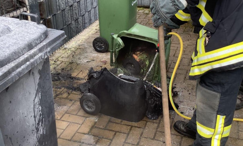 Die Mülltonne wurde Opfer der Flammen.