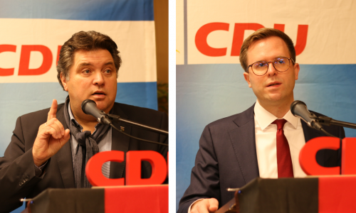 CDU-Landratskandidat Uwe Schäfer und CDU-Bürgermeisterkandidat Dr. Adrian Haack