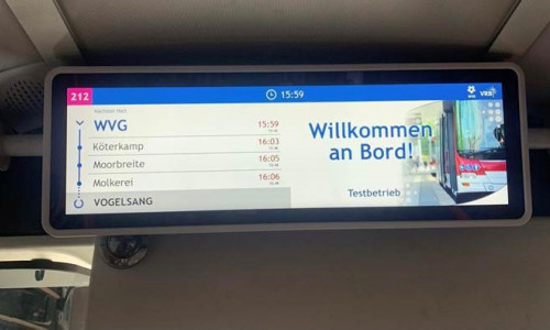 Ab sofort informiert die Wolfsburger Verkehrs-GmbH (WVG) ihre Fahrgäste während der Fahrt in Echtzeit über den Fahrtverlauf sowie aktuelle Anschluss- und Umsteigemöglichkeiten. 