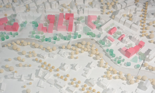 Dies ist eine Modellansicht des geplanten Wohngebiets.