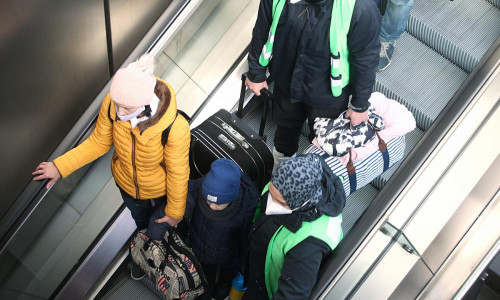 Ankunft von Flüchtlingen aus der Ukraine in Deutschland. Symbolbild