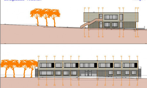 Ansicht der geplanten Grundschule gemäß Planung des beauftragten Planungsbüros. 