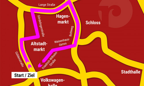 Unser Plan zeigt den Streckenverlauf für den Karnevalsumzug in Braunschweig.