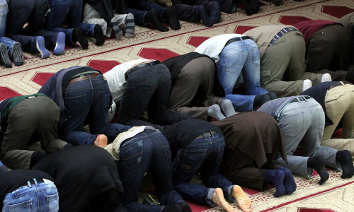 Gläubige Muslime beim Gebet in einer Moschee (Archiv)