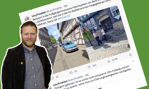 In einem X-Post kritisiert Leonhard Pröttel die Polizei in Wolfenbüttel.