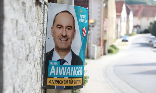 Wahlplakat der Freien Wähler zur Landtagswahl in Bayern 2023 am 15.09.2023
