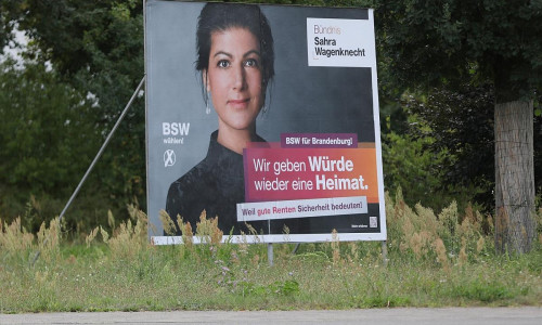 BSW-Wahlplakat mit Sahra Wagenknecht zur Landtagswahl in Brandenburg (Archiv)