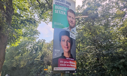 Wahlplakate von CDU und BSW zur Landtagswahl in Sachsen (Archiv)