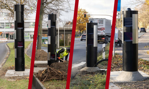 Hier sind vier der neuen Blitzer zu sehen.