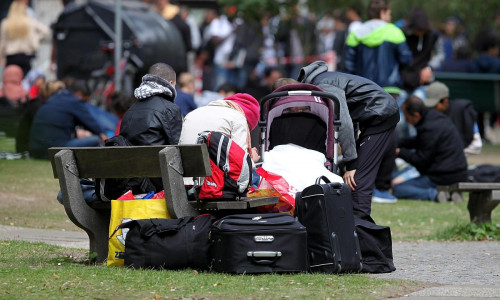 Flüchtlinge an einer Aufnahmestelle (Archiv)