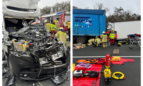 Von der Fahrerkabine des Kofferfahrzeugs blieb nicht viel übrig.