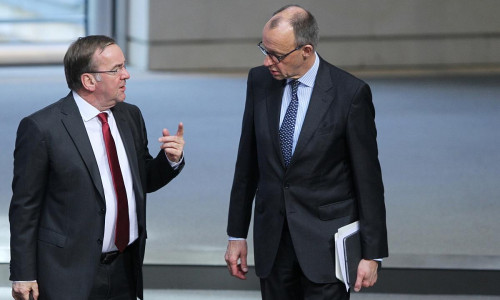 Boris Pistorius (SPD) und Friedrich Merz (CDU) im März 2024