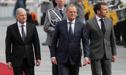 Olaf Scholz, Donald Tusk, Emmanuel Macron am 15.03.2024