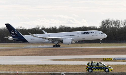 Die Lufthansa "Braunschweig" bei einer Landung in München im Jahr 2021.