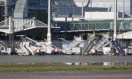 Fluggasttreppen am Flughafen München