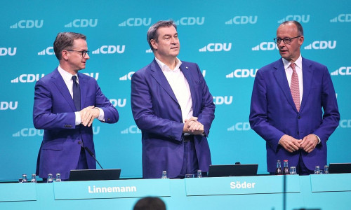 Carsten Linnemann, Markus Söder, Friedrich Merz am 07.05.2024