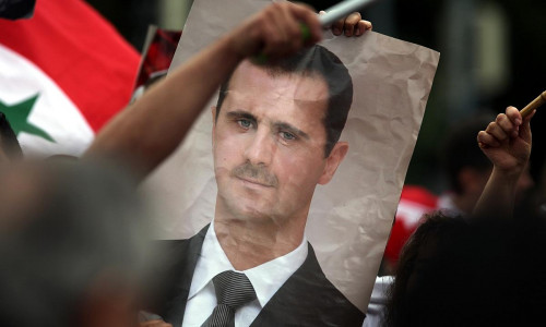 Bild von Baschar al-Assad auf einer Syrien-Demonstration (Archiv)