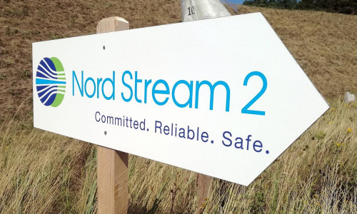 Hinweisschild Nord Stream 2 (Archiv)