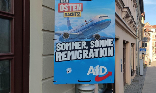 AfD-Wahlplakat zur Landtagswahl in Thüringen am 06.08.2024