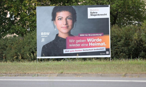 BSW-Wahlplakat zur Landtagswahl in Brandenburg 2024 (Archiv)