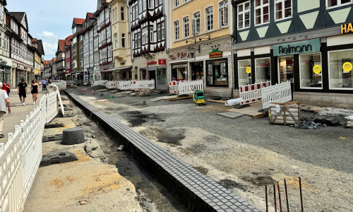 Die Arbeiten in der Fußgängerzone gehen weiter.