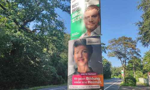 Wahlplakate von CDU und BSW zur Landtagswahl in Sachsen (Archiv)